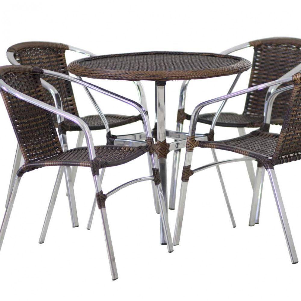 Conjunto Cadeiras Floripa E Mesa Com Tampo Tramado Argila - 2