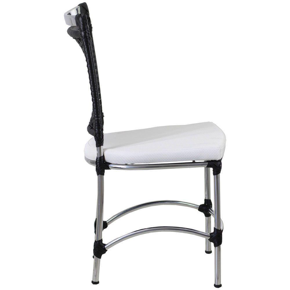 4 Cadeiras Jk Em Alumínio E Fibra Sintética Trama Original Preto - 2