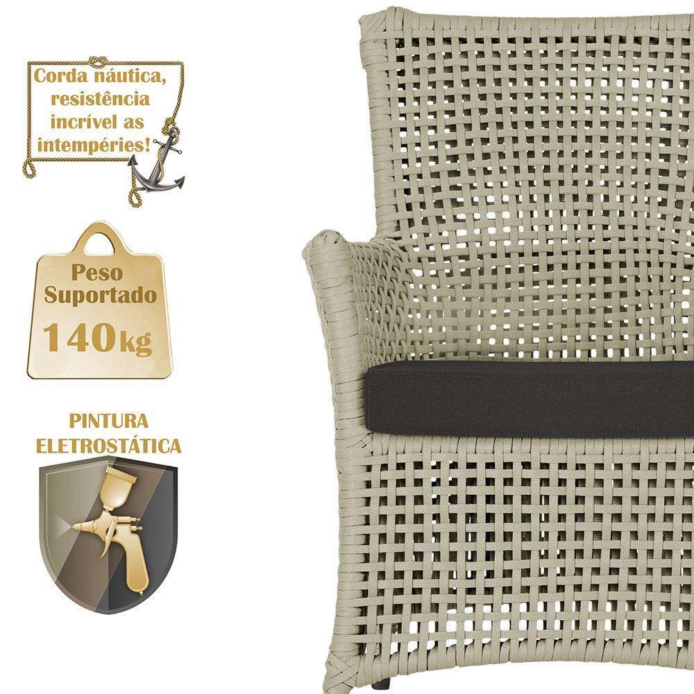 4 Poltronas E 1 Mesa Igapó Alumínio Marrom Corda Náutica E9 Rami - 4