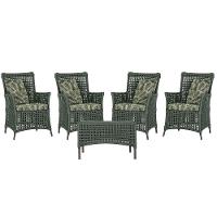 4 Poltronas E 1 Mesa Igapó Alumínio Marrom Corda Náutica E5 Verde - 2