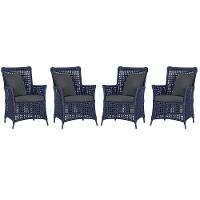 4 Poltronas Igapó Alumínio Pintura Preta Corda Náutica E11 Azul - 1