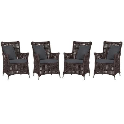 Kit 4 Poltronas Igapó Alumínio Corda Náutica Estofado Impermeável Fendi Marrom Trama Original