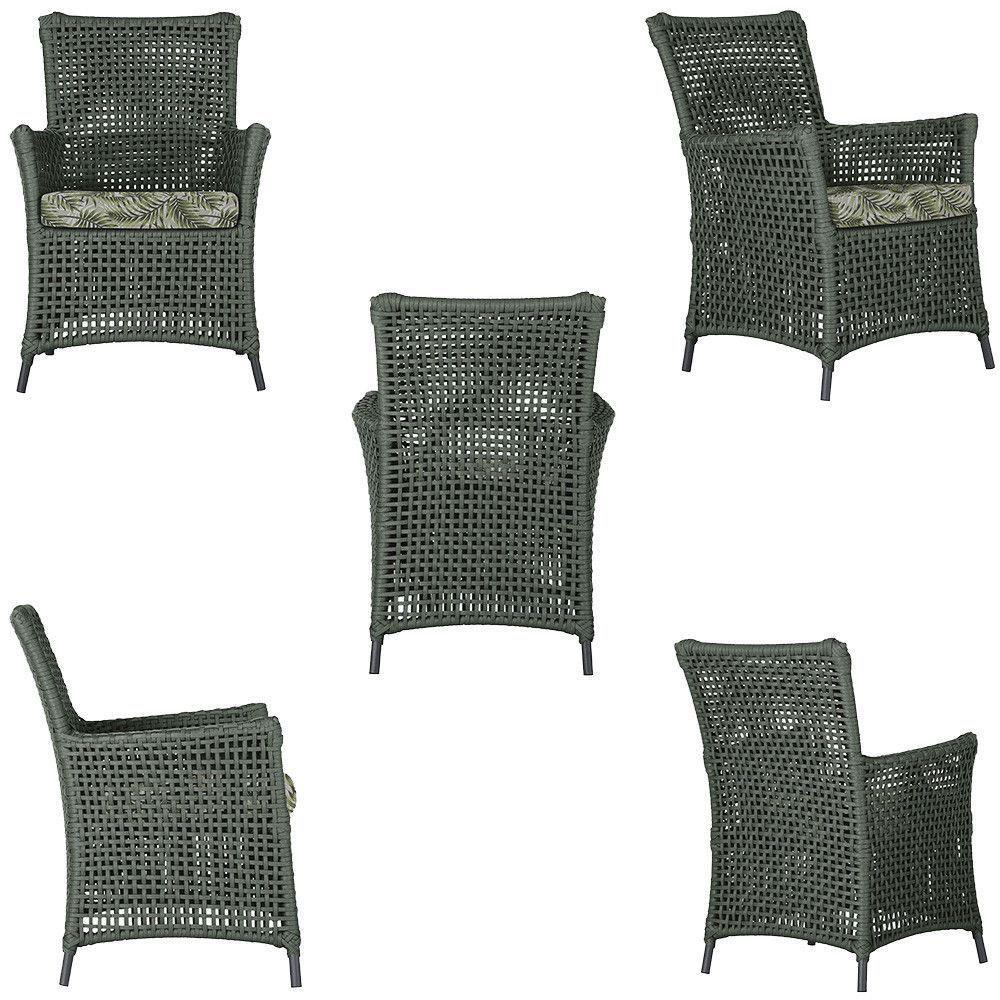 4 Poltronas E 1 Mesa Igapó Alumínio Preta Corda Náutica E5 Verde - 1