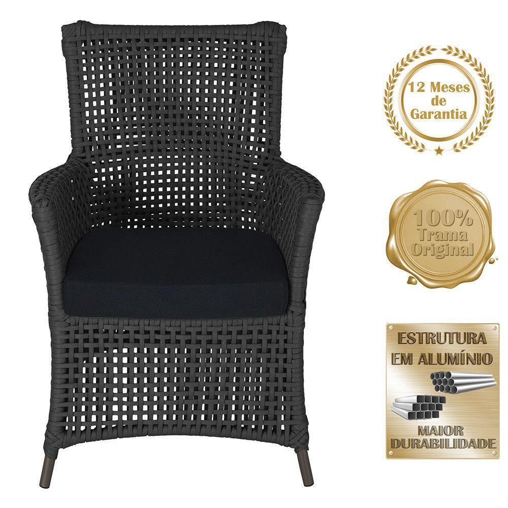 4 Poltronas Igapó Alumínio Pintura Marrom Corda Náutica E12 Preto - 5