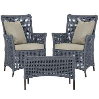 2 Poltronas E 1 Mesa Igapó Alumínio Marrom Corda Náutica E7 Prata - 1