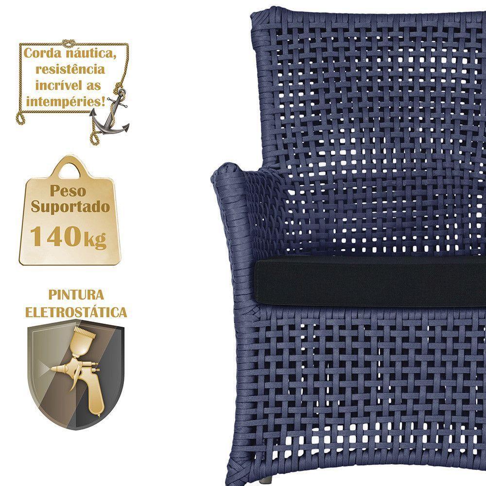 4 Poltronas Igapó Alumínio Pintura Fendi Corda Náutica E12 Azul - 4