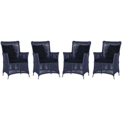 Kit 4 Poltronas Igapó Alumínio Corda Náutica Azul Fendi Trama Original