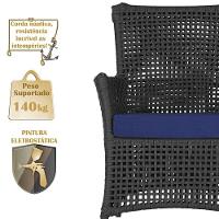 4 Poltronas E 1 Mesa Igapó Alumínio Preta Corda Náutica E10 Preto