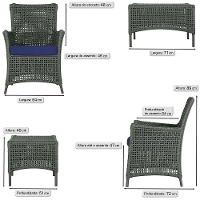4 Poltronas E 1 Mesa Igapó Alumínio Marrom Corda Náutica E10 Verde - 5