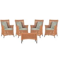 4 Poltronas E 1 Mesa Igapó Alumínio Marrom Corda Náutica E3 Terra Cota - 1