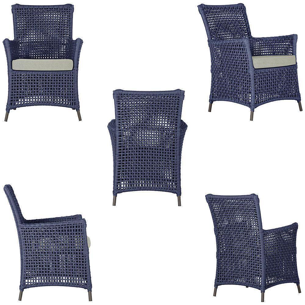 4 Poltronas E 1 Mesa Igapó Alumínio Marrom Corda Náutica E3 Azul - 3