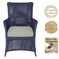 4 Poltronas E 1 Mesa Igapó Alumínio Marrom Corda Náutica E3 Azul - 5