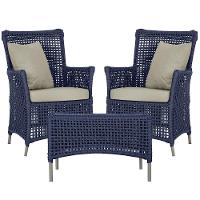 2 Poltronas E 1 Mesa Igapó Alumínio Fendi Corda Náutica E7 Azul - 1