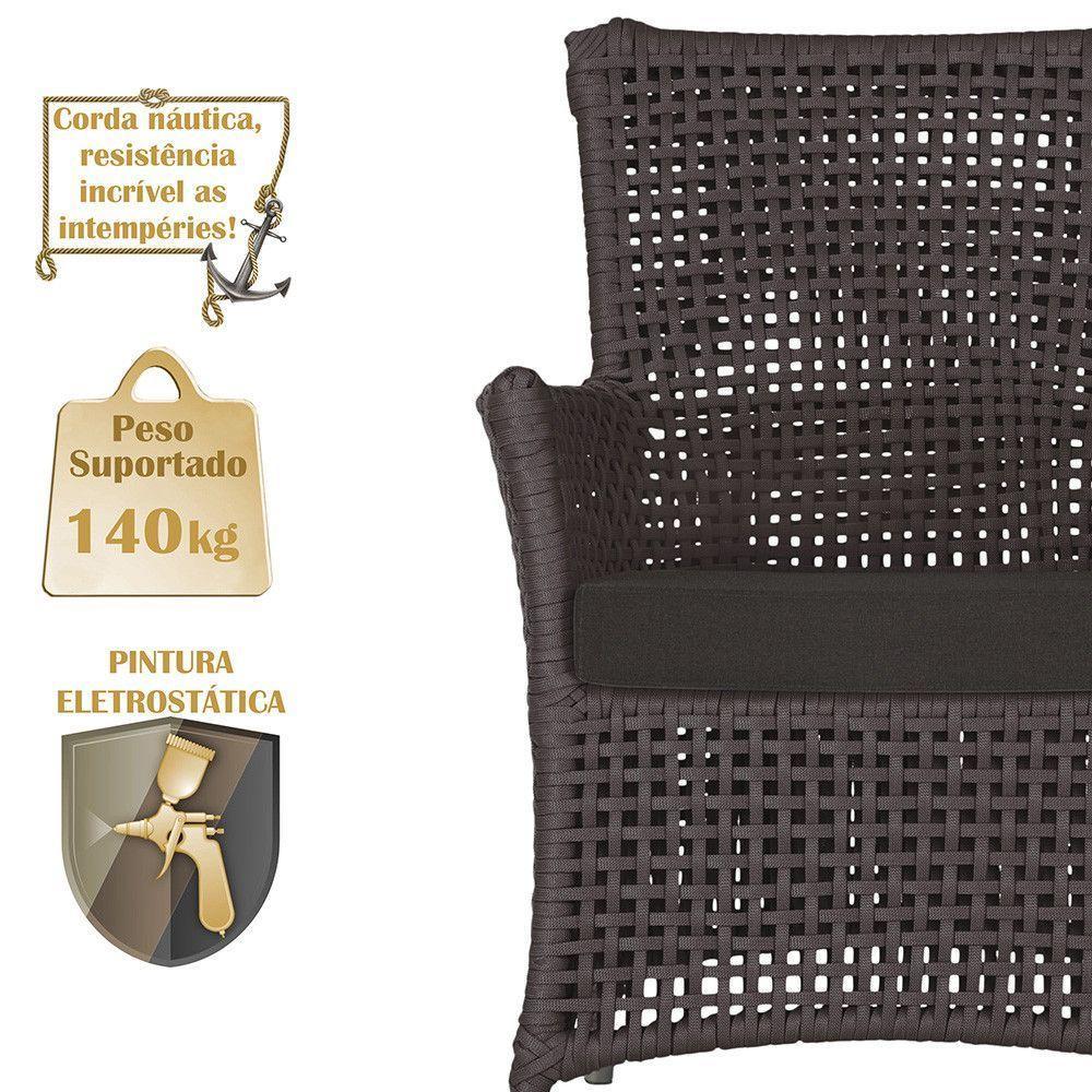 2 Poltronas E 1 Mesa Igapó Alumínio Fendi Corda Náutica E9 Marrom - 5