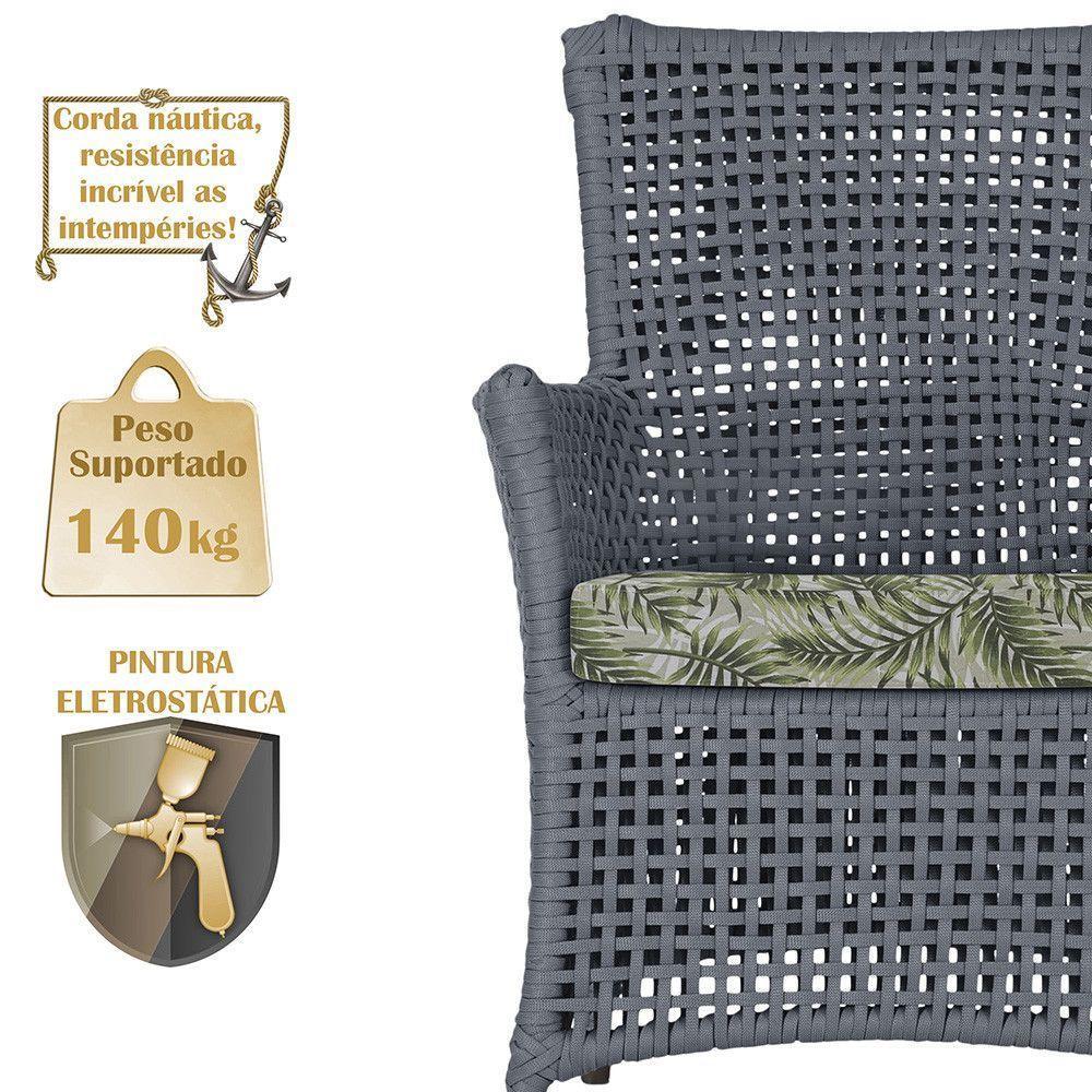 2 Poltronas E 1 Mesa Igapó Alumínio Marrom Corda Náutica E5 Prata - 4