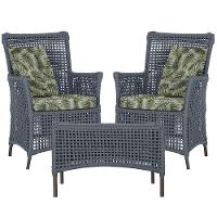 2 Poltronas E 1 Mesa Igapó Alumínio Marrom Corda Náutica E5 Prata - 1