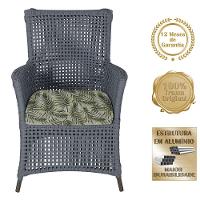 2 Poltronas E 1 Mesa Igapó Alumínio Marrom Corda Náutica E5 Prata - 5