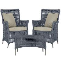 2 Poltronas E 1 Mesa Igapó Alumínio Fendi Corda Náutica E7 Prata - 1