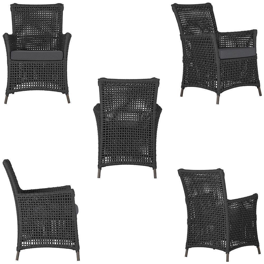 4 Poltronas E 1 Mesa Igapó Alumínio Marrom Corda Náutica E11 Preto - 3