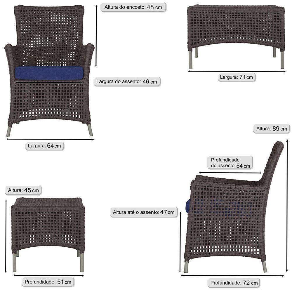 4 Poltronas E 1 Mesa Igapó Alumínio Fendi Corda Náutica E10 Marrom - 6