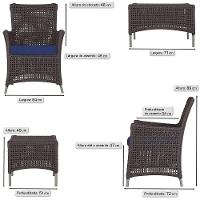 4 Poltronas E 1 Mesa Igapó Alumínio Fendi Corda Náutica E10 Marrom - 6