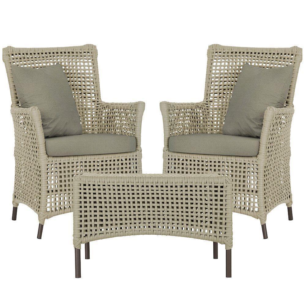 2 Poltronas E 1 Mesa Igapó Alumínio Marrom Corda Náutica E8 Rami - 1