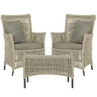 2 Poltronas E 1 Mesa Igapó Alumínio Marrom Corda Náutica E8 Rami - 1