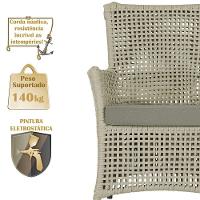 2 Poltronas E 1 Mesa Igapó Alumínio Marrom Corda Náutica E8 Rami