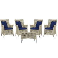 4 Poltronas E 1 Mesa Igapó Alumínio Preta Corda Náutica E10 Rami - 1