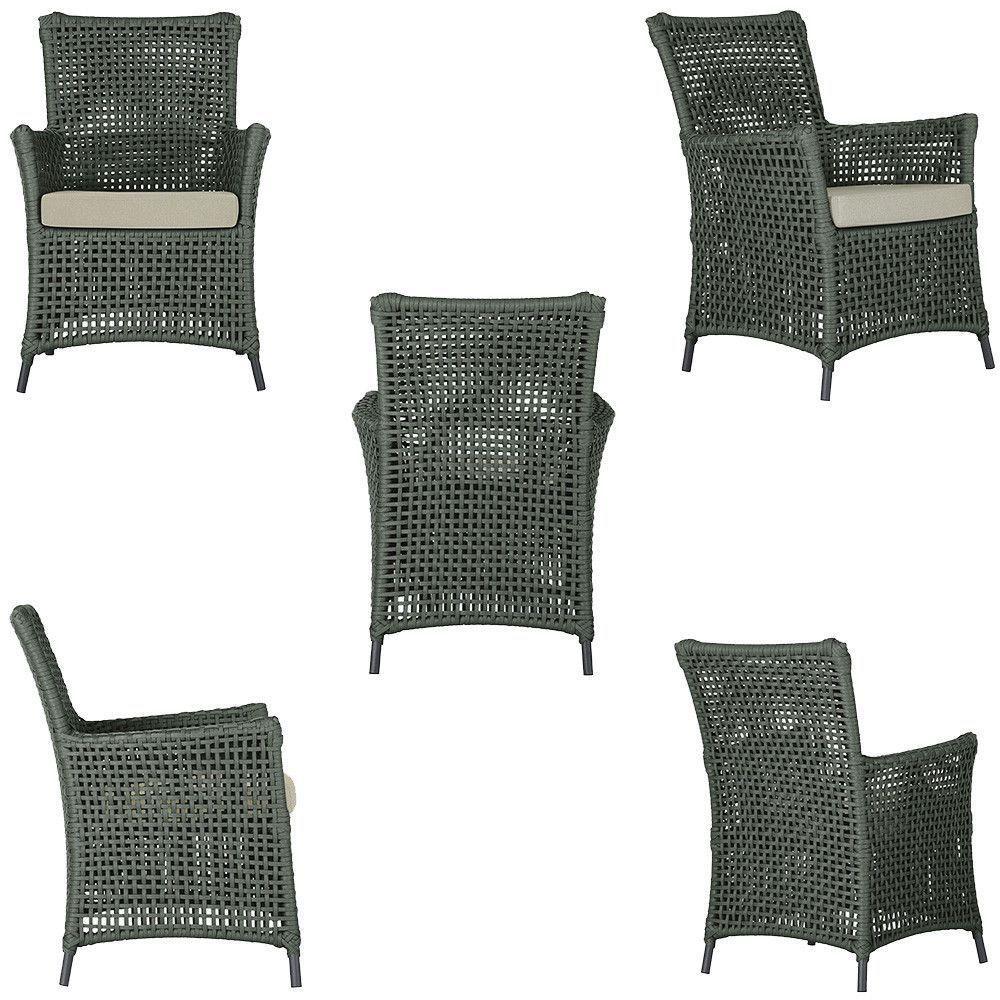 4 Poltronas E 1 Mesa Igapó Alumínio Preta Corda Náutica E7 Verde - 2