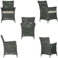 4 Poltronas E 1 Mesa Igapó Alumínio Preta Corda Náutica E7 Verde - 2