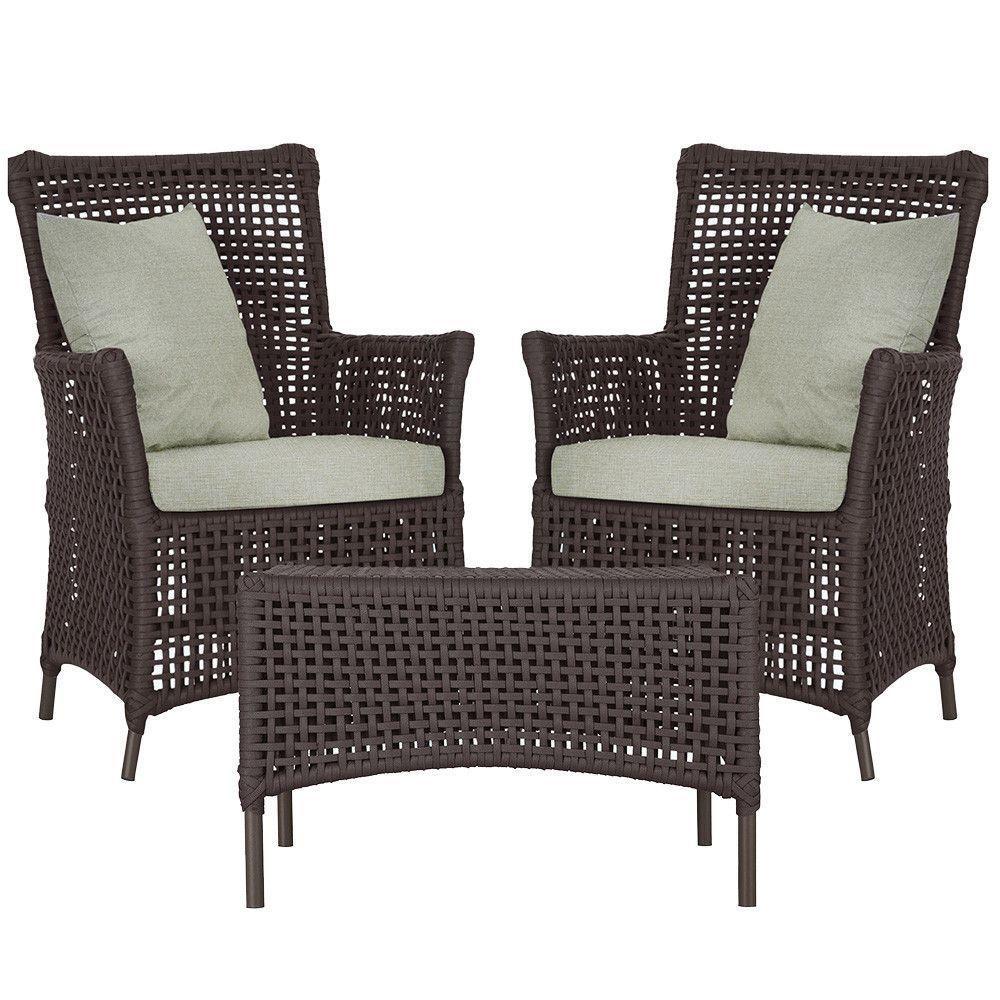 2 Poltronas 1 Mesa Igapó Em Alumínio Marrom Corda Náutica E3 Marrom - 1