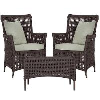 2 Poltronas 1 Mesa Igapó Em Alumínio Marrom Corda Náutica E3 Marrom - 1