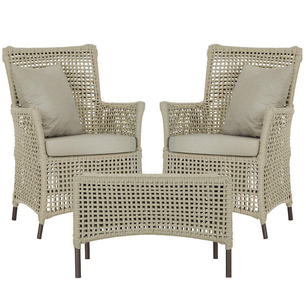 2 Poltronas E 1 Mesa Igapó Alumínio Marrom Corda Náutica E7 Rami - 1