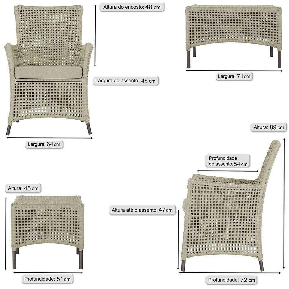 2 Poltronas E 1 Mesa Igapó Alumínio Marrom Corda Náutica E7 Rami - 6
