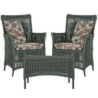 2 Poltronas E 1 Mesa Igapó Alumínio Preta Corda Náutica E6 Verde - 1