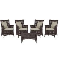 4 Poltronas E 1 Mesa Igapó Alumínio Marrom Corda Náutica E7 Marrom - 1