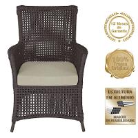 4 Poltronas E 1 Mesa Igapó Alumínio Marrom Corda Náutica E7 Marrom - 5