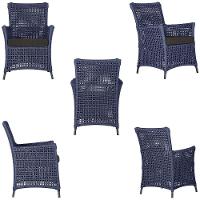 4 Poltronas E 1 Mesa Igapó Alumínio Preta Corda Náutica E9 Azul - 3