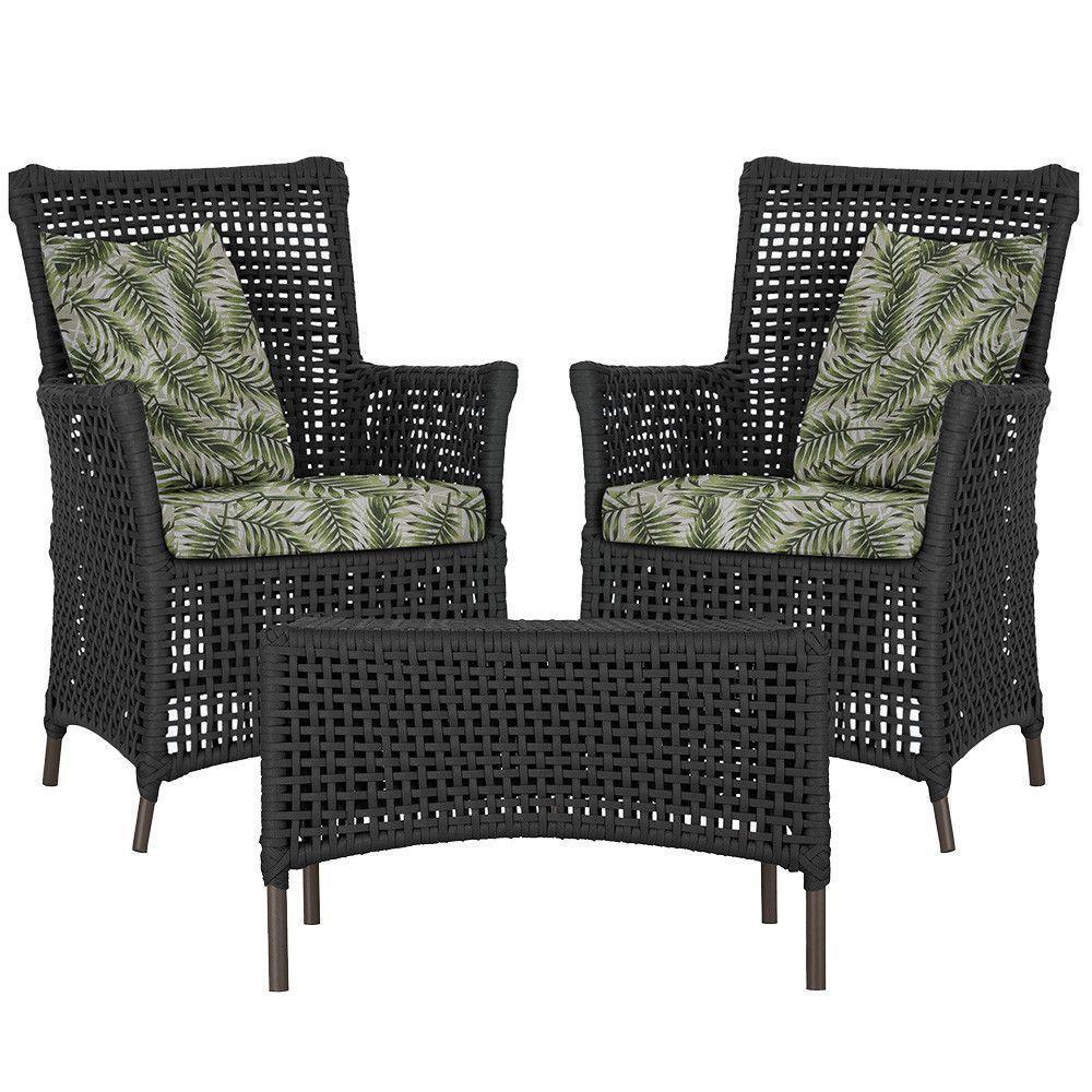 2 Poltronas E 1 Mesa Igapó Alumínio Marrom Corda Náutica E5 Preto - 1