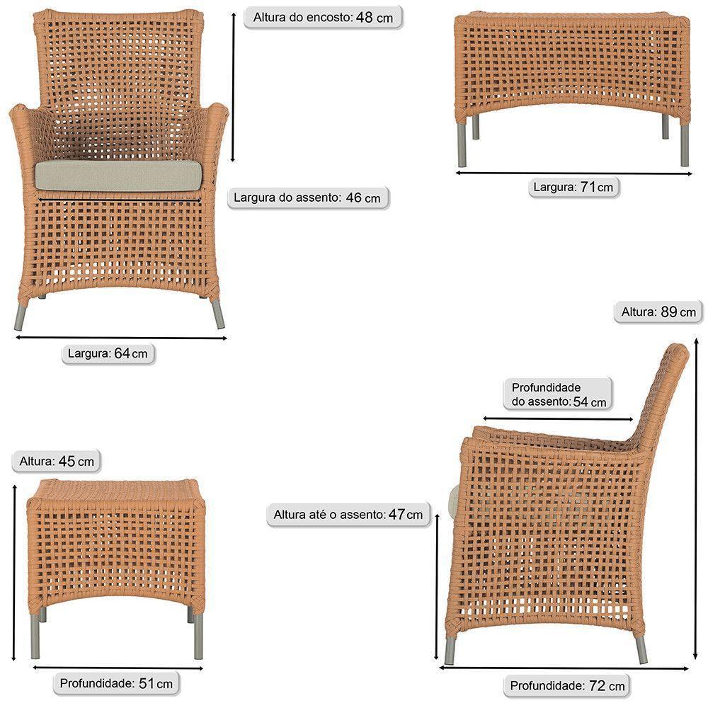 2 Poltronas E 1 Mesa Igapó Alumínio Fendi Corda Náutica E7 Terra Cota - 6