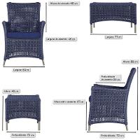 4 Poltronas E 1 Mesa Igapó Alumínio Fendi Corda Náutica E10 Azul - 6