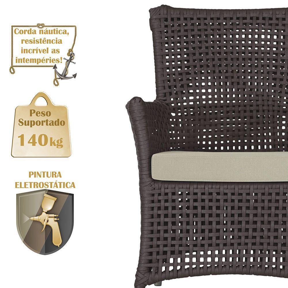 2 Poltronas E 1 Mesa Igapó Alumínio Fendi Corda Náutica E7 Marrom - 3
