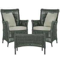 2 Poltronas 1 Mesa Igapó Em Alumínio Preta Corda Náutica E3 Verde - 1