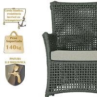 2 Poltronas 1 Mesa Igapó Em Alumínio Preta Corda Náutica E3 Verde - 3