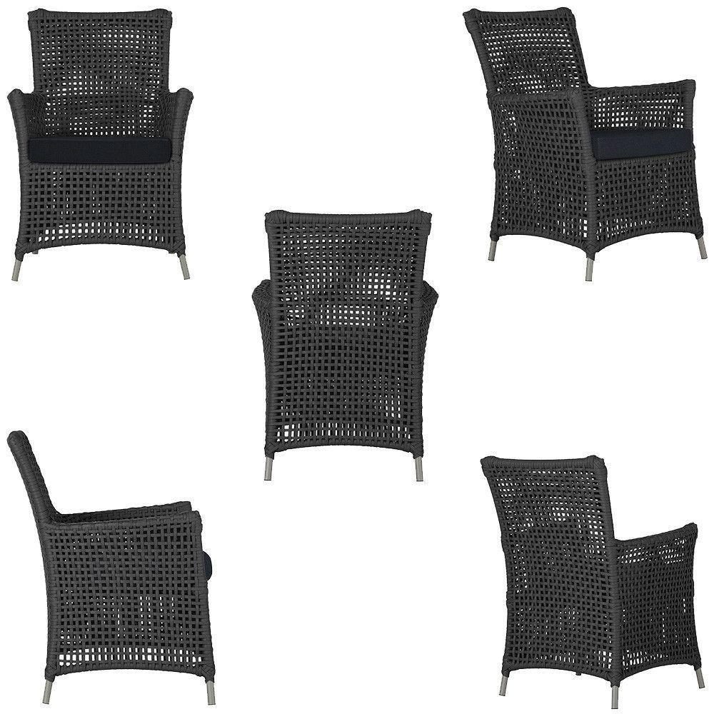 4 Poltronas E 1 Mesa Igapó Alumínio Fendi Corda Náutica E12 Preto - 3