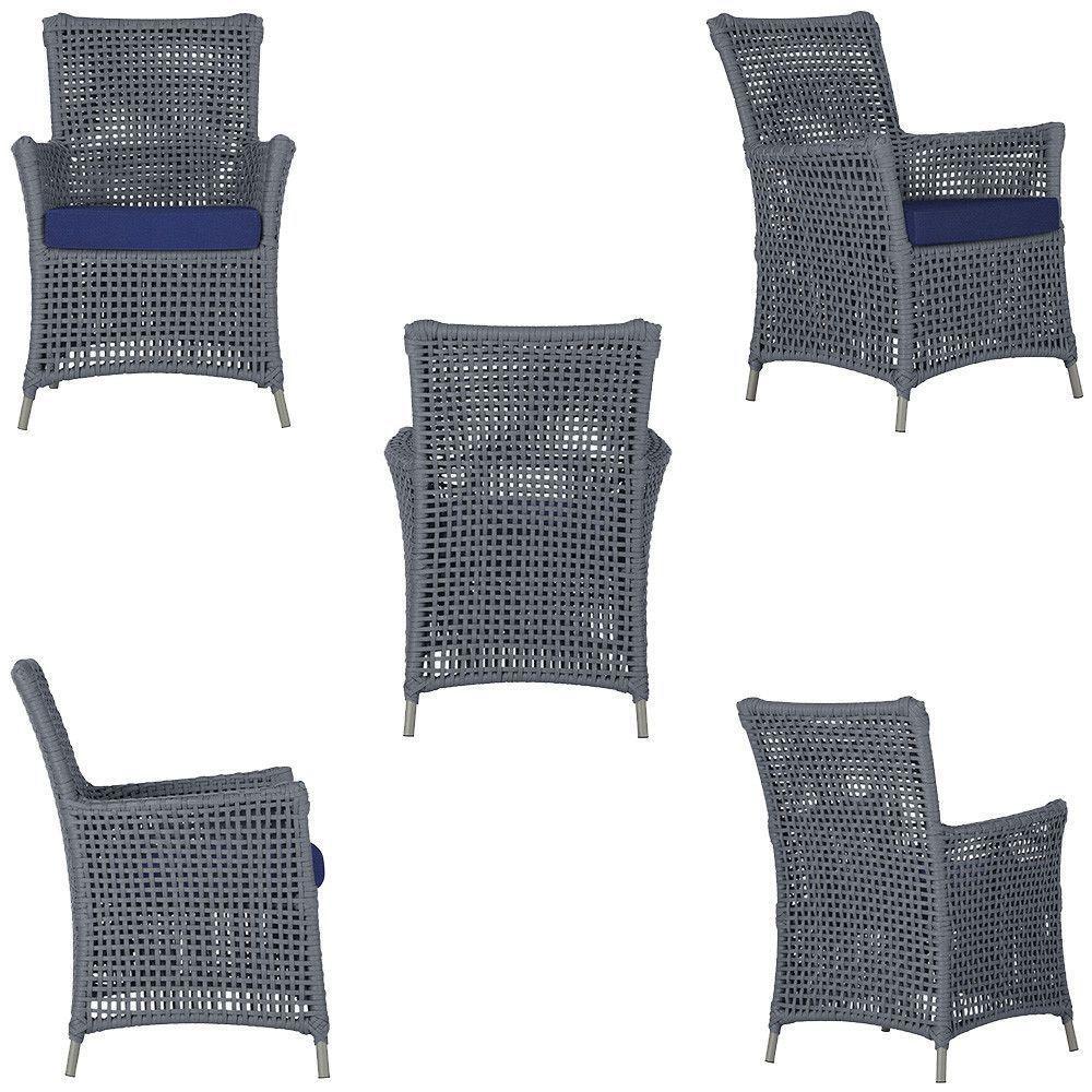 4 Poltronas E 1 Mesa Igapó Alumínio Fendi Corda Náutica E10 Prata - 4