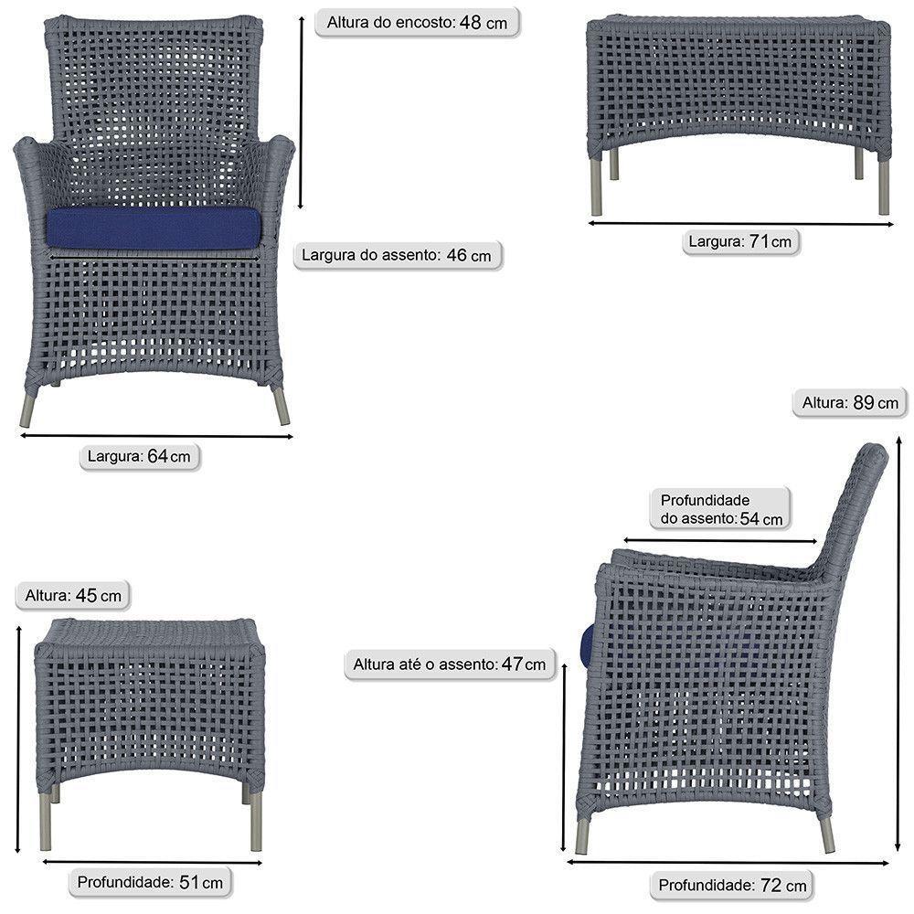 4 Poltronas E 1 Mesa Igapó Alumínio Fendi Corda Náutica E10 Prata - 6