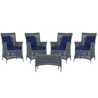 4 Poltronas E 1 Mesa Igapó Alumínio Fendi Corda Náutica E10 Prata - 1