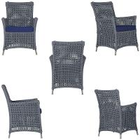 4 Poltronas E 1 Mesa Igapó Alumínio Fendi Corda Náutica E10 Prata